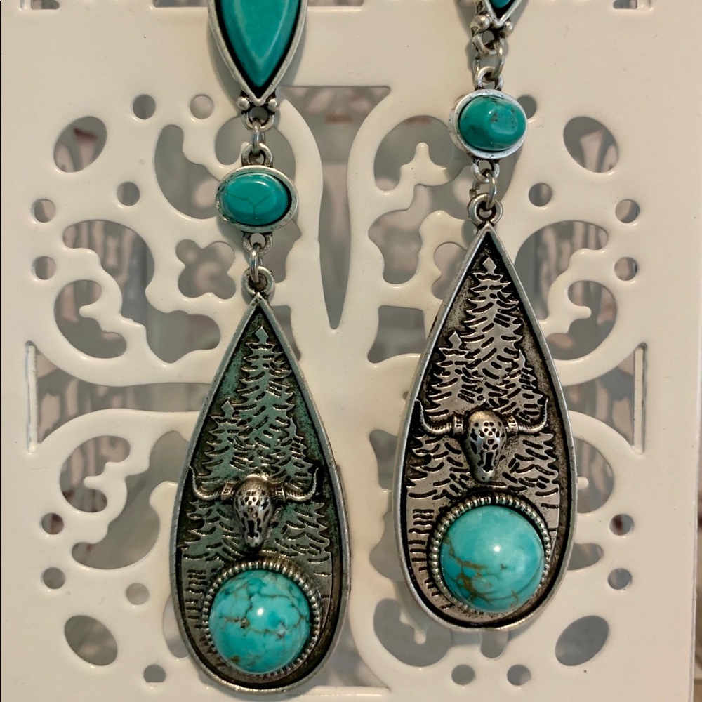 Natural turquoise gemstone earrings